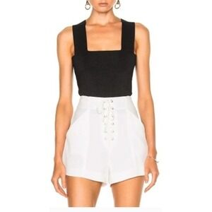 A.L.C. Lia Top Black Ribbed Knit Crossover Back Crop Top 7SWTP00005 Small